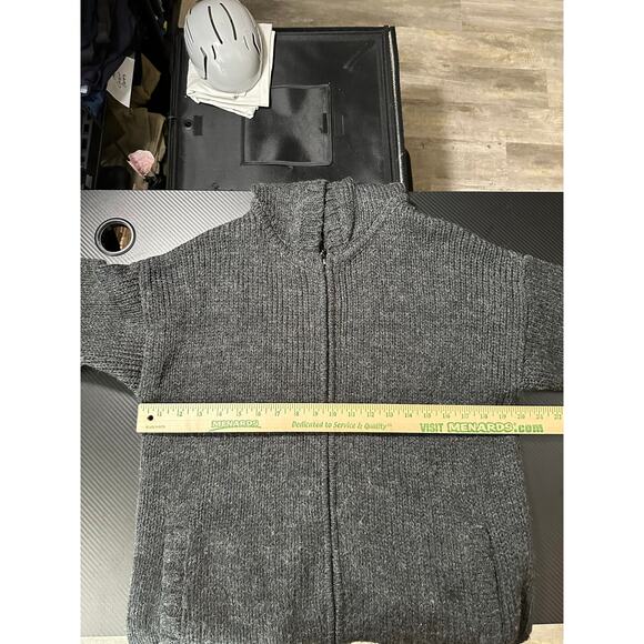 Sweaty Betty Chunky Knit Full Zip Wool Blend Hooded Sweater Dark Grey Sz Medium - Picture 4 of 10